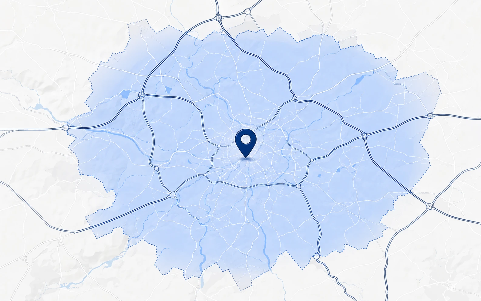 Carte indicative de la zone d'intervention de Chauffage Vermeiren autour de Charleroi
