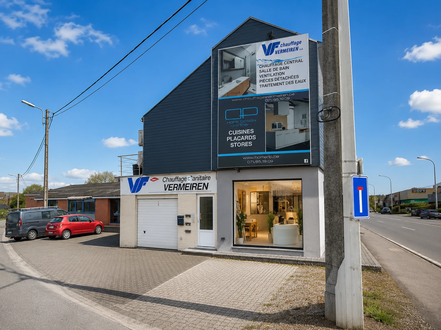 Façade du magasin Chauffage Vermeiren à Gosselies